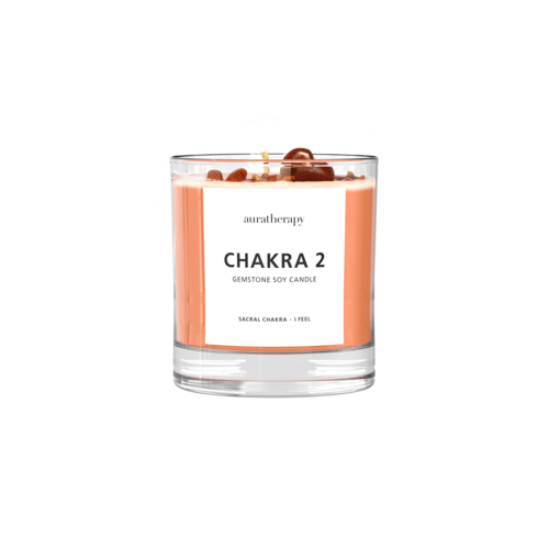 Chakra 2 Sunstone Gemstone Candle